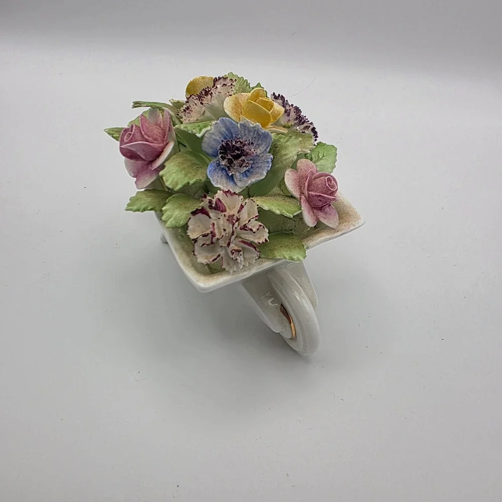 Royal‎ Adderley Floral Bone China Wheelbarrow Figurine Made in England Vintage